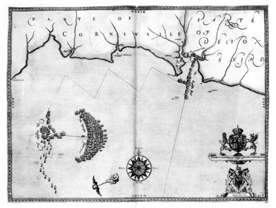 Karte Nr.2, die die Route der Armada-Flotte zeigt, graviert von Augustine Ryther, 1588 von Robert Adams